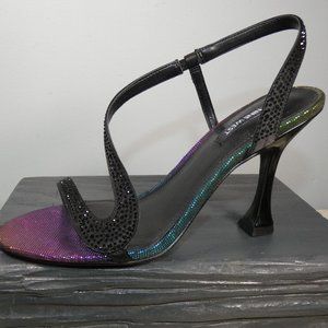 Nine West Women's Immal5 Heeled Sandal, Black with Colorful Sparkling, 9